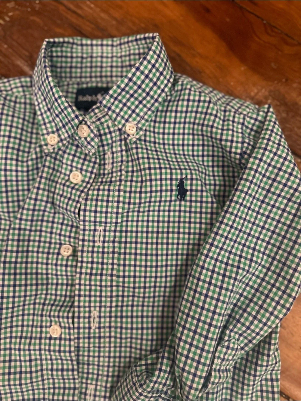 Ralph Lauren Green & Blue Plaid Button-Down Shirt, 24 months
